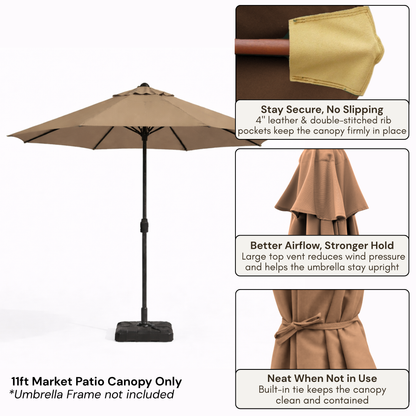 11ft Market Patio 8 Rib Replacement Umbrella Canopy - Mocha Mousse - Formosa Covers
