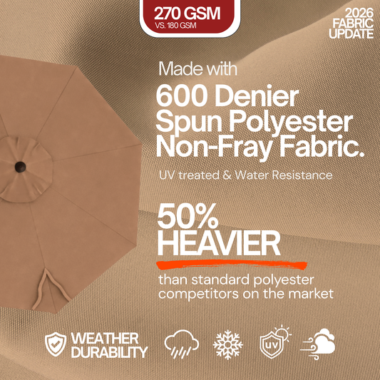 9ft Market Patio Umbrella 8 Rib Replacement Canopy Mocha Mousse - Formosa Covers