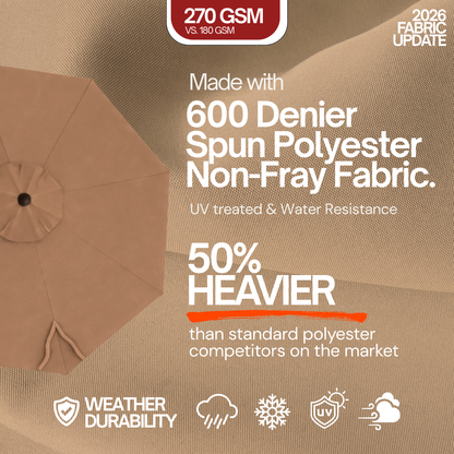 9ft Market Patio Umbrella 8 Rib Replacement Canopy Mocha Mousse - Formosa Covers