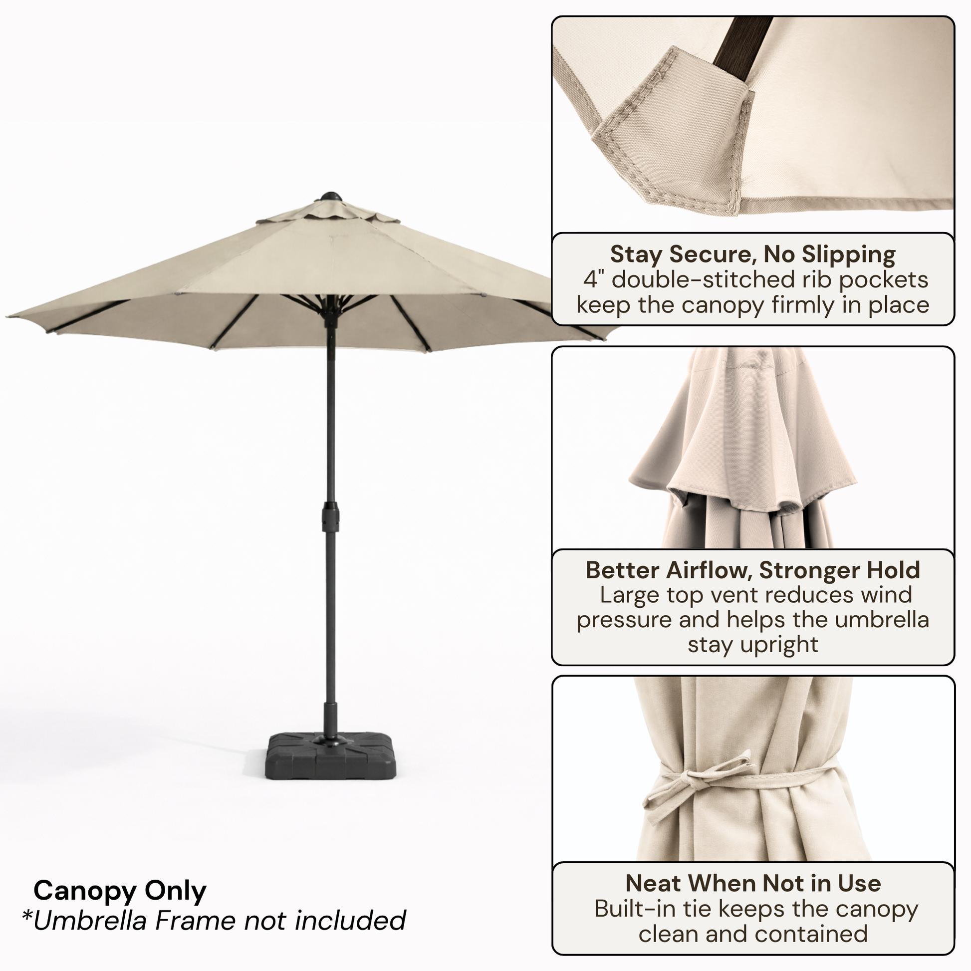 9ft Market Patio Umbrella 6 Rib Replacement Canopy Natural