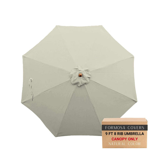 9ft market patio umbrella 8 rib replacement canopy in natural color.