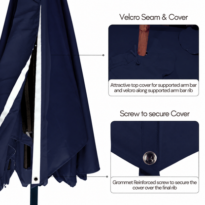 11ft Cantilever Umbrella Replacement Canopy Supported Bar 8 Ribs Navy Olefin - Formosa Covers