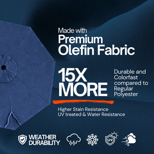 11ft Market Patio Umbrella Double-Vented 8 Rib Replacement Canopy Navy Olefin - Formosa Covers
