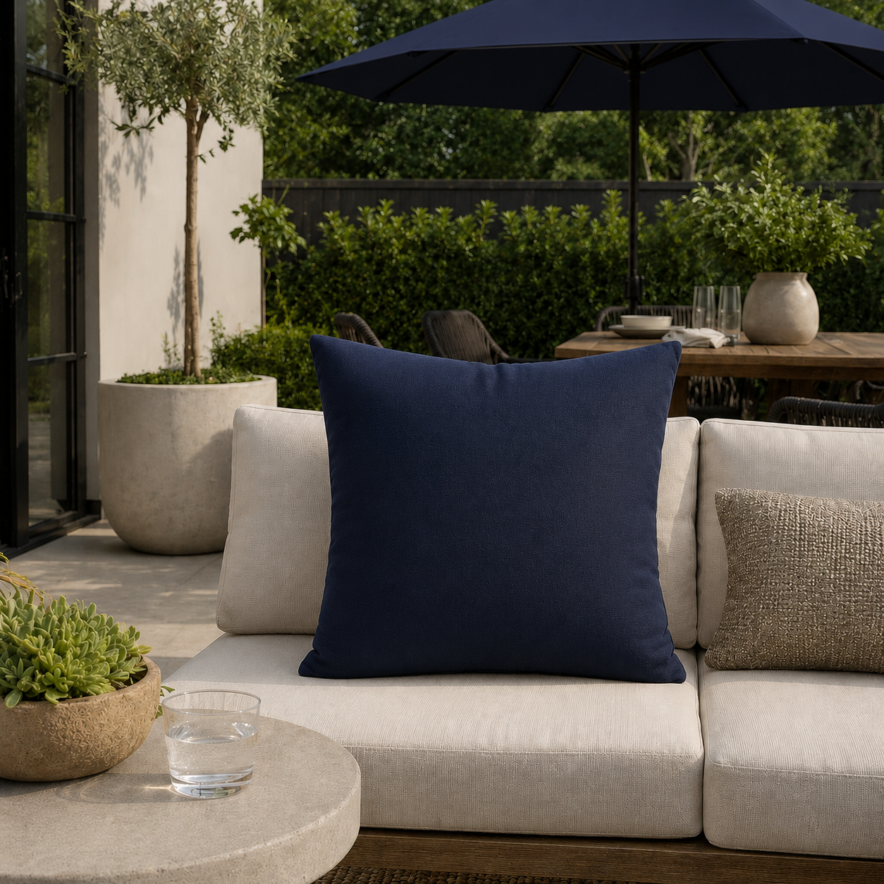 [SHIPS BY 6/16/26] Outdoor Patio Pillow Cover in Navy Olefin (2 Pack)