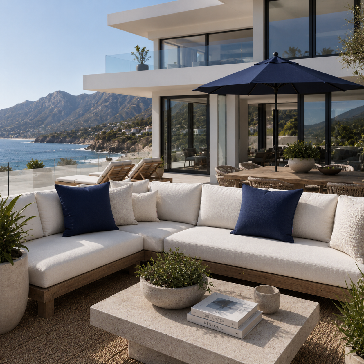 [SHIPS BY 6/16/26] Outdoor Patio Pillow Cover in Navy Olefin (2 Pack)