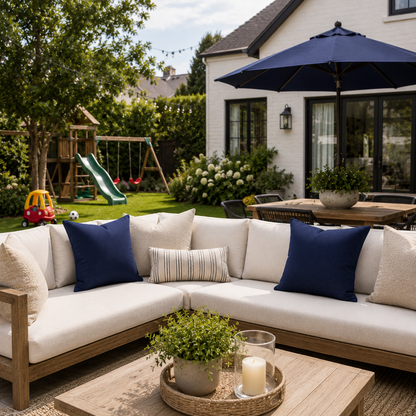 [SHIPS BY 6/16/26] Outdoor Patio Pillow Cover in Navy Olefin (2 Pack)