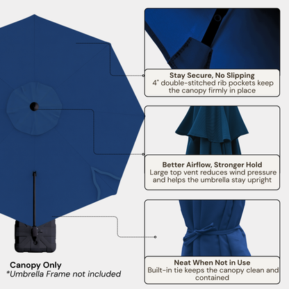 11ft Cantilever Umbrella Replacement Canopy Supported Bar 8 Ribs Navy Olefin - Formosa Covers