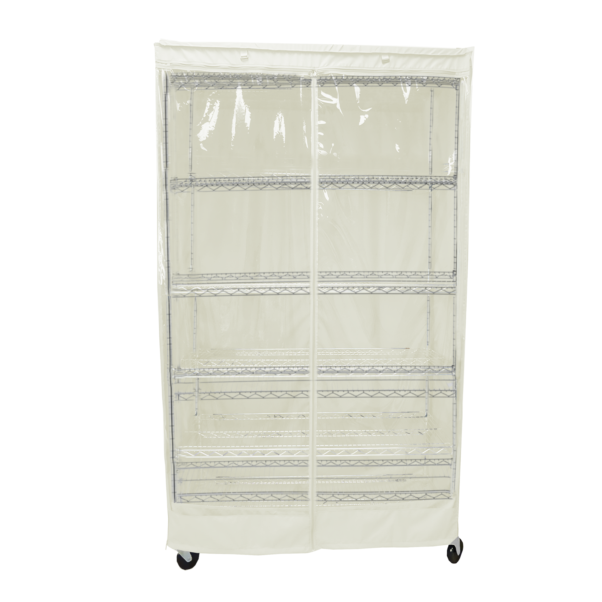 Storage shelving unit cover with clear PVC panel, fits 36