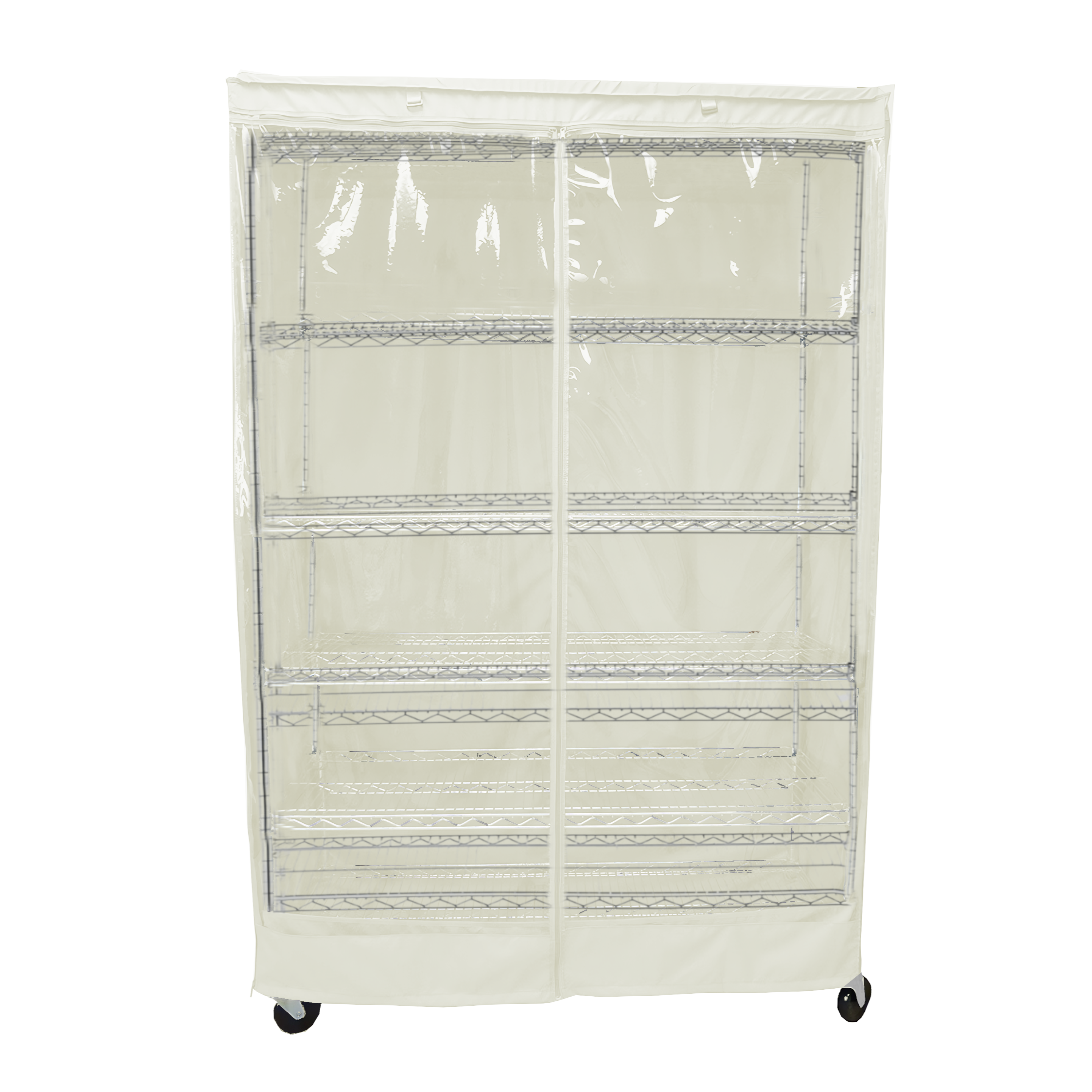Storage shelving unit cover with see-through panel, off white, fits 48
