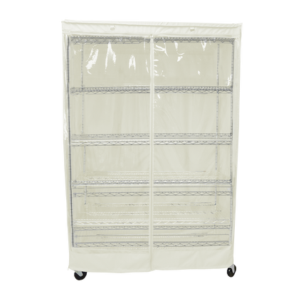 Storage shelving unit cover with see-through panel, off white, fits 48"W x 18"D x 72"H racks.
