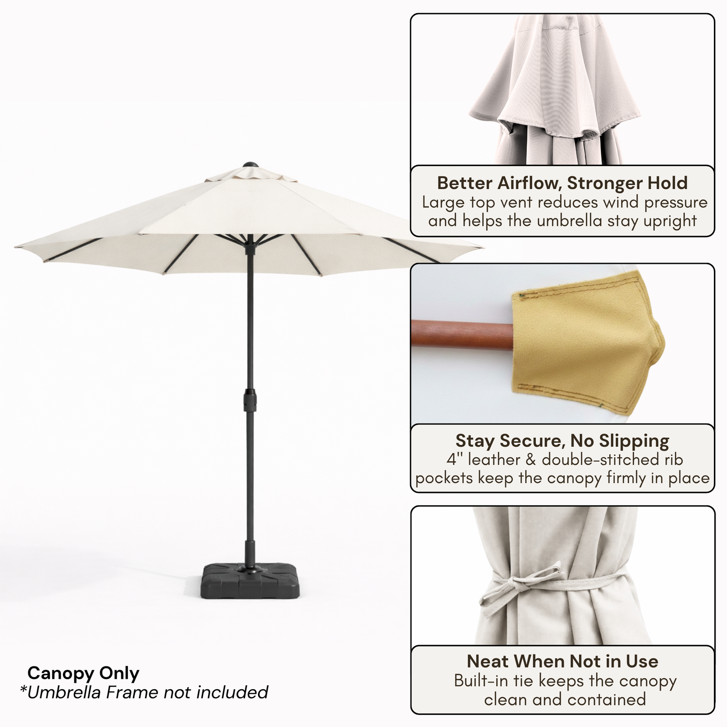11ft Market Patio Umbrella 8 Rib Replacement Canopy Off White - Formosa Covers
