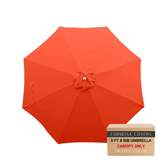 9ft market patio umbrella 8 rib replacement canopy in orange.
