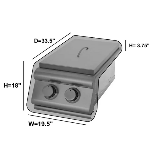 Outdoor Built-In Side Burner Cover in Black Vinyl 19.5W x