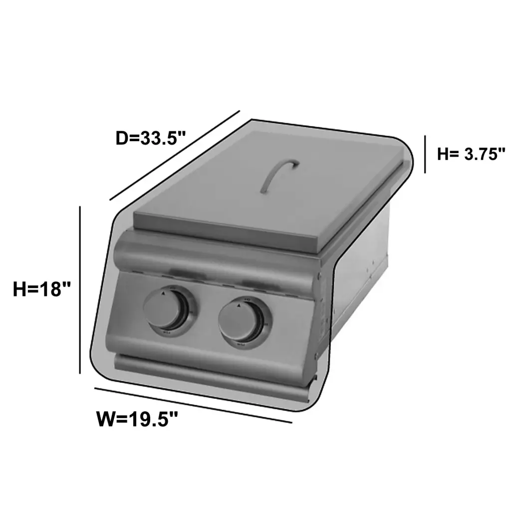 Outdoor Built-In Side Burner Cover in Taupe 19.5W x 33.5D -