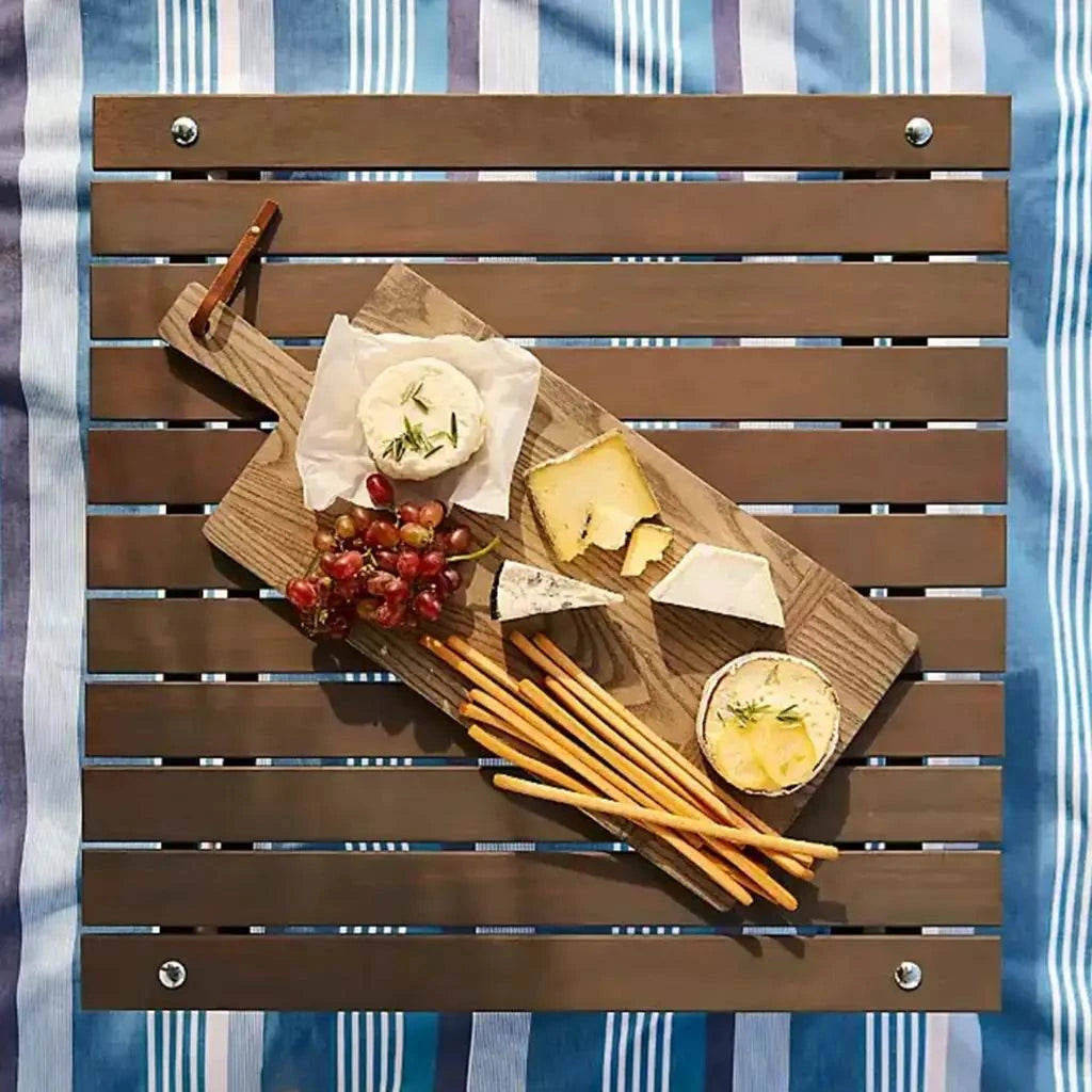 Outdoor Portable Wood Roll Up Table in Espresso 26L x 26W