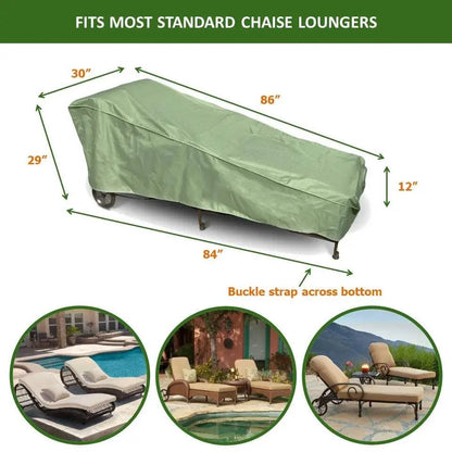 Patio Chaise Lounge Cover 84L x 30W 29H Aspen Green -