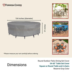 Patio Conversation Set Cover For Round Table 104Dia. X 31H