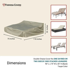Patio Double Chaise Lounge Cover 90L x 75W 30H Classic Taupe