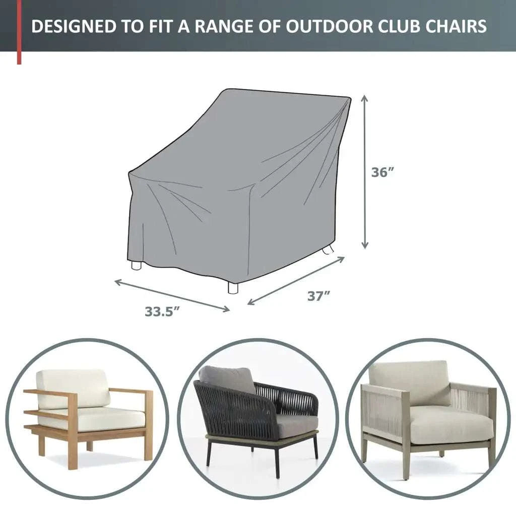 Patio Outdoor Club Chair Cover 33.5W x 36D 37H Reserve Grey