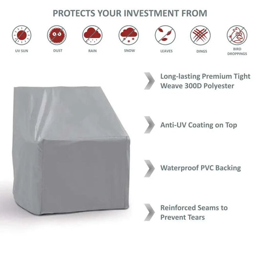 Patio Outdoor Club Chair Cover 33.5W x 36D 37H Reserve Grey