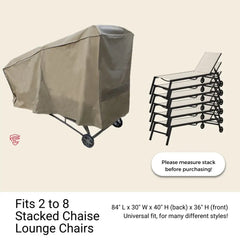 Patio Stacked Chaise Lounge Cover Fits 4-8 Chairs 84L x 30W