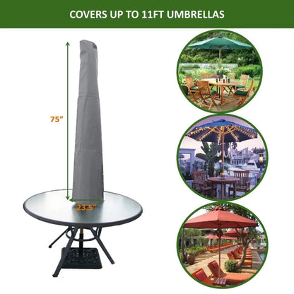 Patio Umbrella Cover Fits 7FT to 11FT Umbrellas Reserve Grey