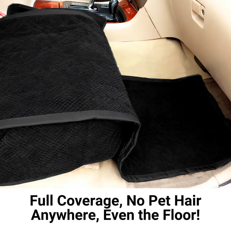 Pet Single Car Seat Cover with Floor Coverage Black Micro