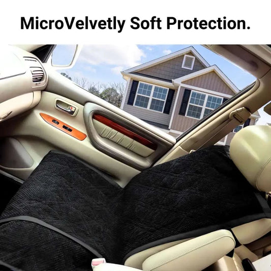 Pet Single Car Seat Cover with Floor Coverage Black Micro
