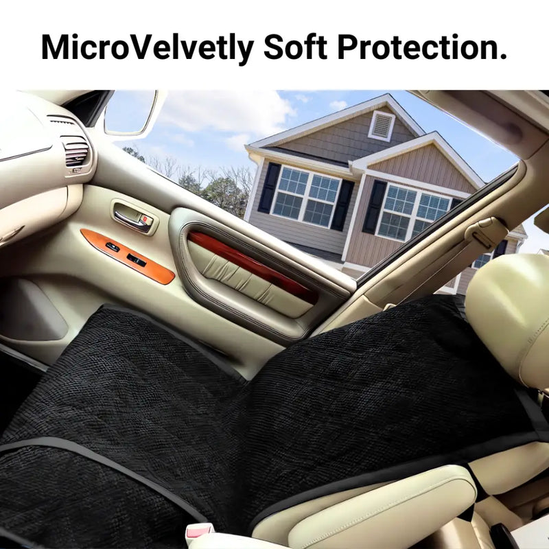 Pet Single Car Seat Cover with Floor Coverage Black Micro