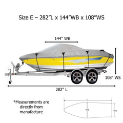 Premium 600 Denier Boat Cover Size E fits 20ft to 22ft Boats