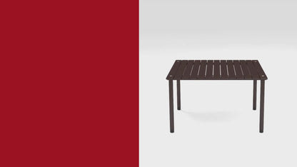 Outdoor Portable Wood Roll Up Table in Teak Finish 26"L x 26"W x 16"H