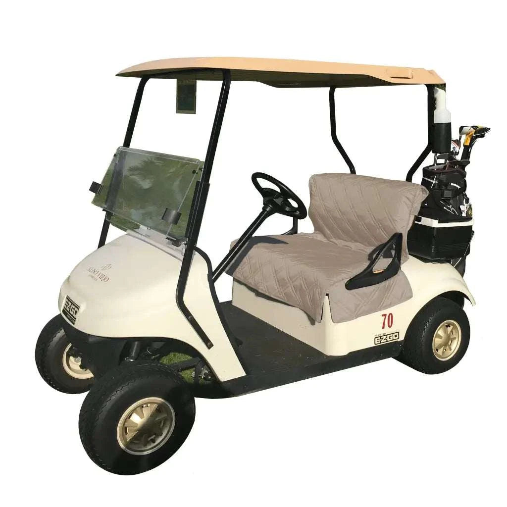 Reversible Golf Cart Dual Seat Blanket Cover Black and Taupe