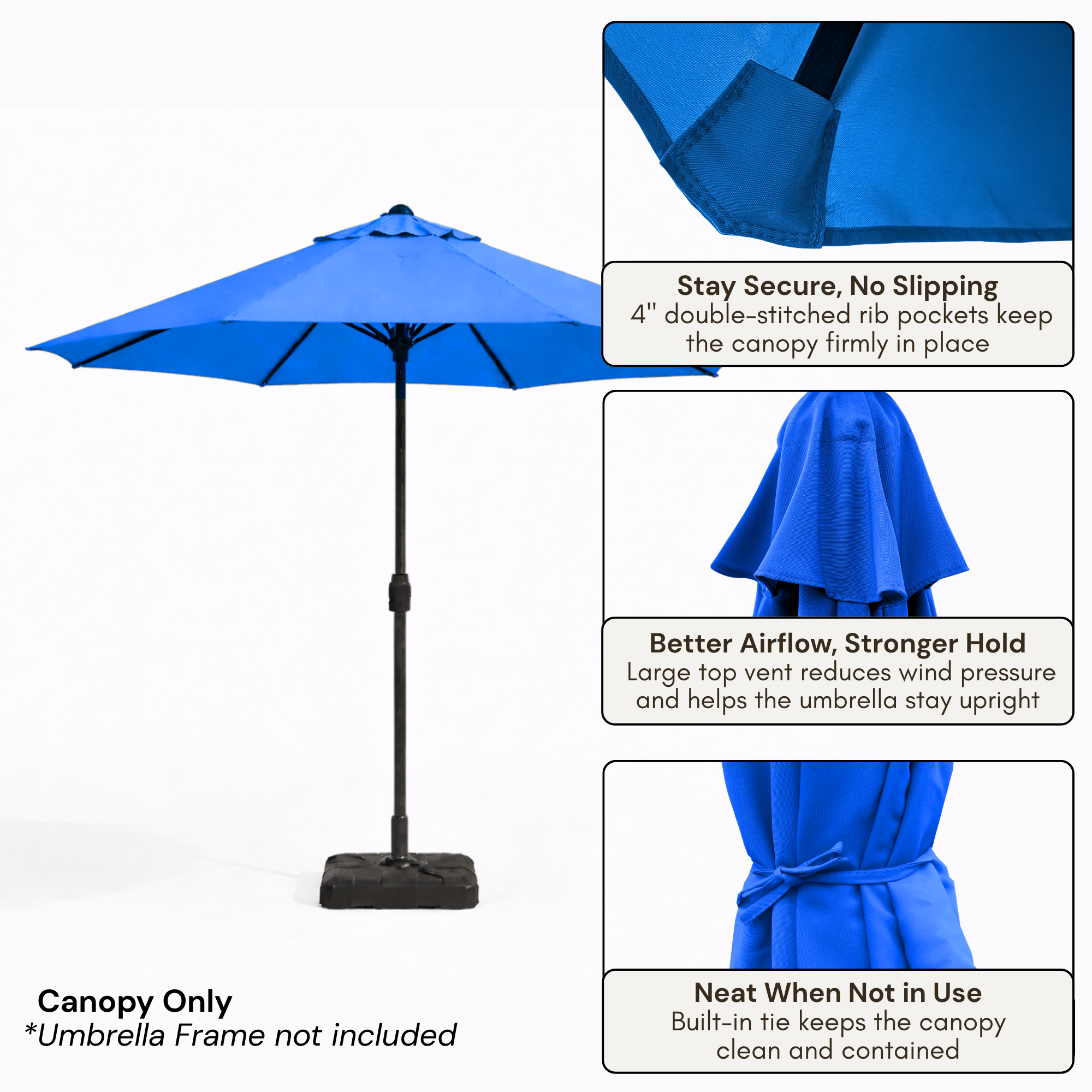 9ft Market Patio Umbrella 8 Rib Replacement Canopy Royal Blue - Formosa Covers
