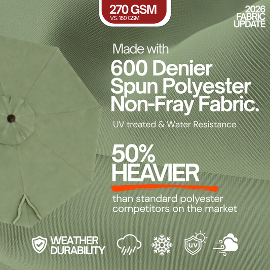 11 ft Cantilever Umbrella Replacement Canopy Supported Bar 8 Ribs Sage Green