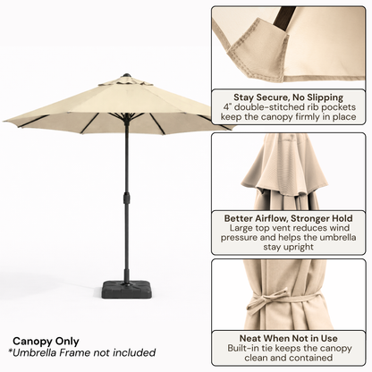 9ft Market Patio Umbrella 6 Rib Replacement Canopy Sand - Formosa Covers