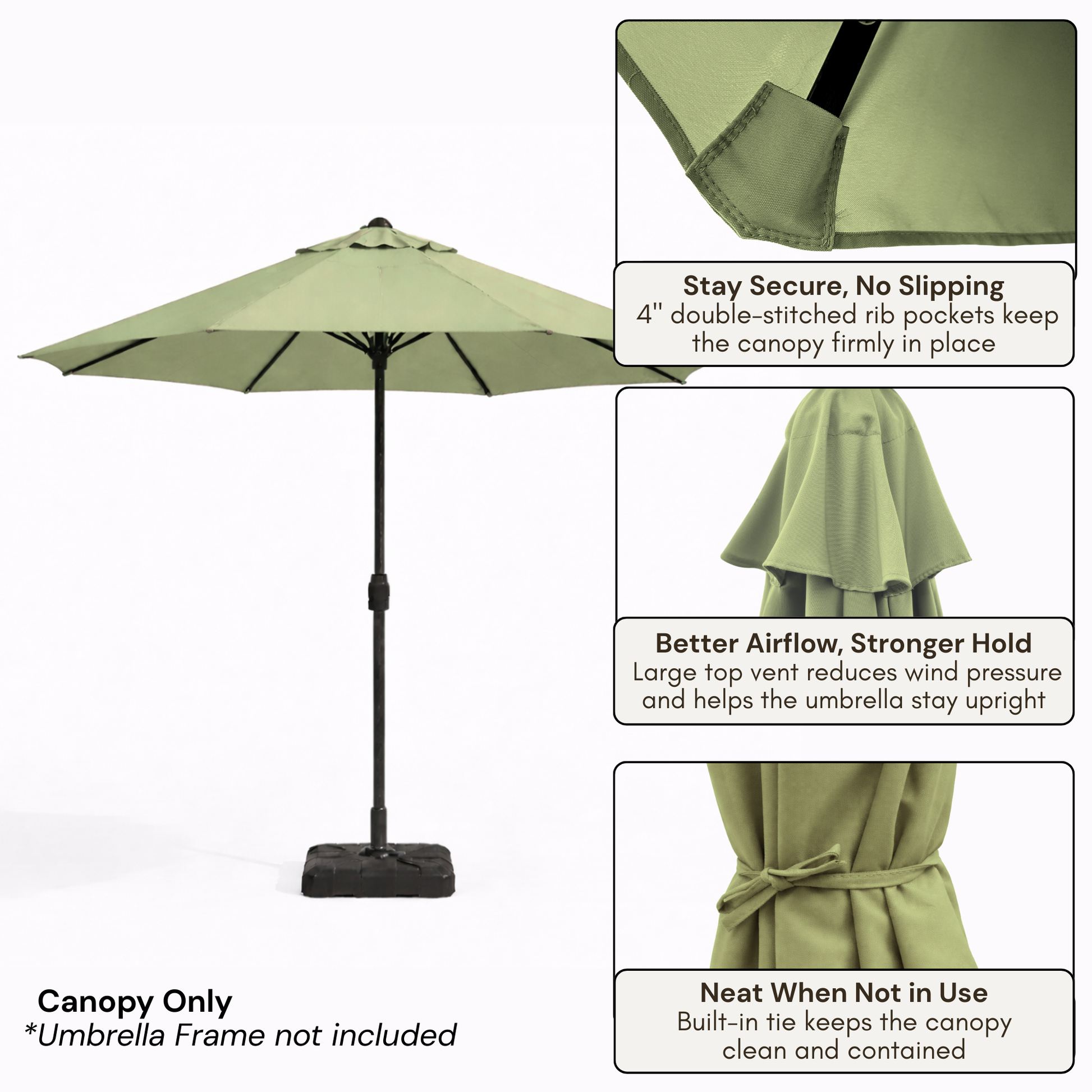 9ft Market Patio Umbrella 8 Rib Replacement Canopy Seafoam Green - Formosa Covers