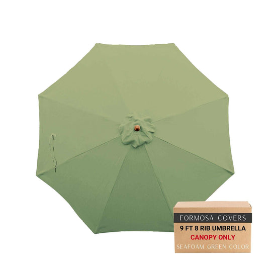 9ft seafoam green patio umbrella canopy replacement for 8 rib frame.