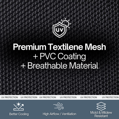 Sun Shade Screen Mesh Panel (10' x 10') with Grommets for Patio, Balconies, Gazebo & Pergola (Black Panel ONLY with Cords) - Formosa Covers