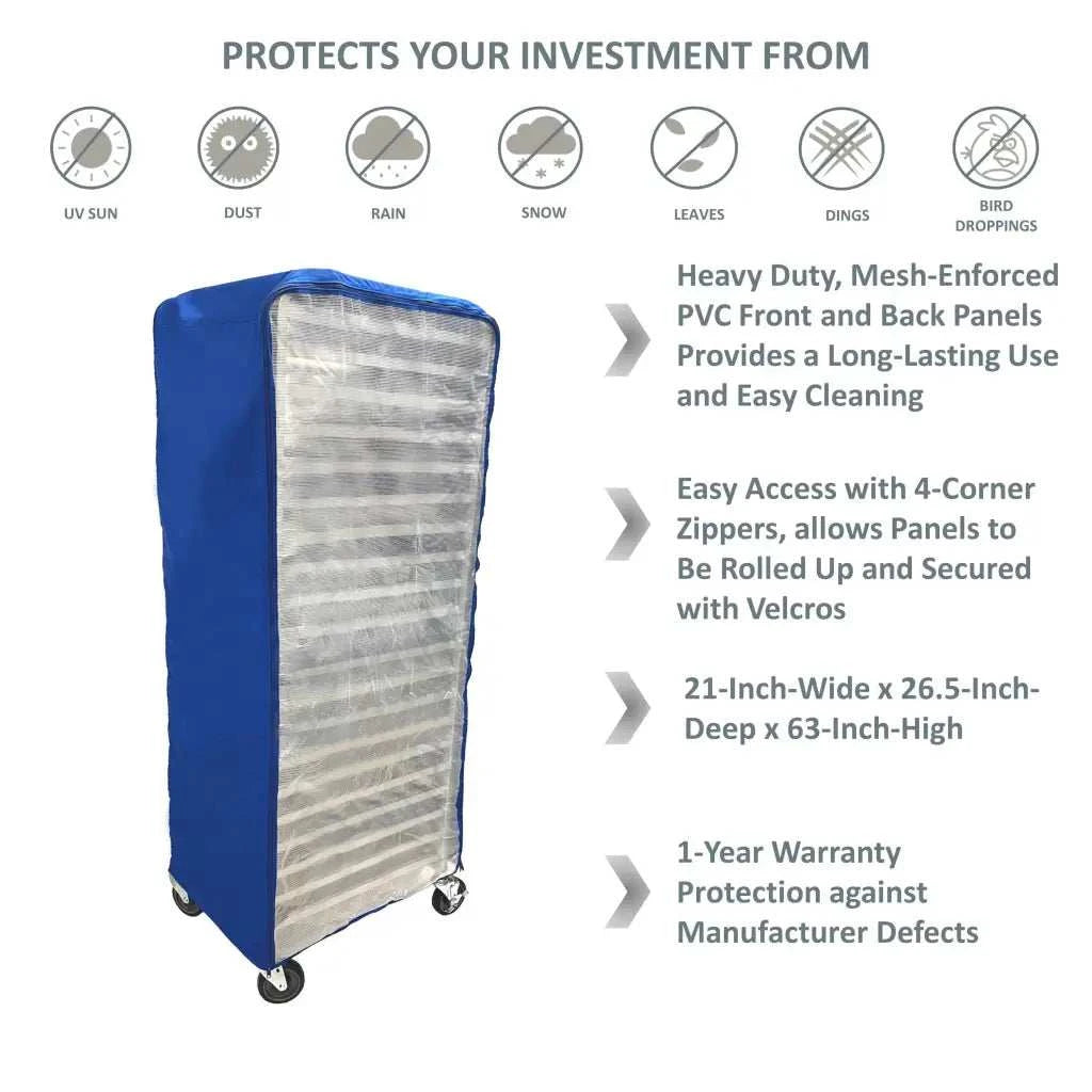 Side Loaded Bun Rack Cover 21W x 26.5D 63H Royal Blue
