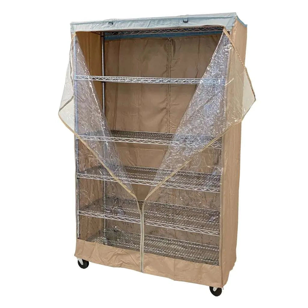 Open Racks Mesh Covers Compact Beige Khaki & Blue 36x14x54 Shelving Cover - See-Through ...