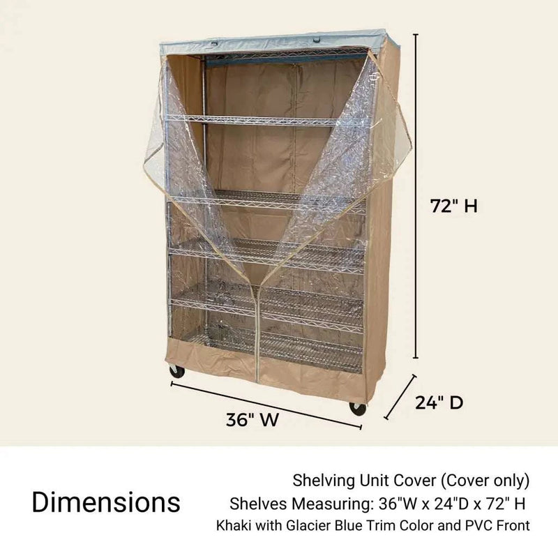 Storage Shelving Unit Cover fits racks 36W x 24D 72H one