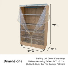 Storage Shelving Unit Cover fits racks 36W x 24D 72H one