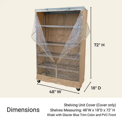Storage Shelving Unit Cover fits racks 48W x 18D 72H one