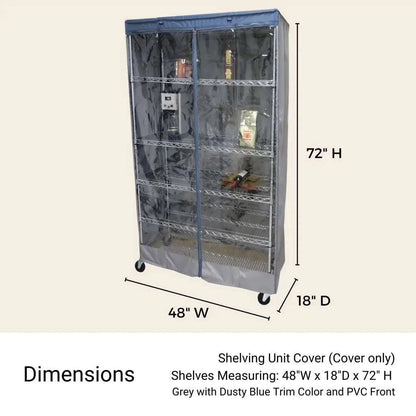 Storage Shelving Unit Cover fits racks 48W x 24D 72H one