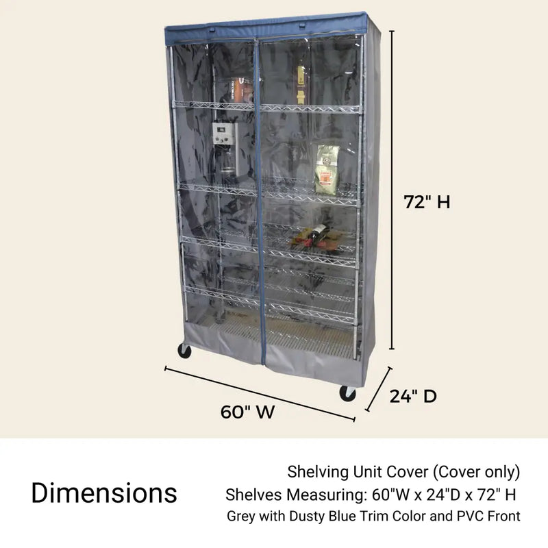 Storage Shelving Unit Cover fits racks 60W x 24D 72H one