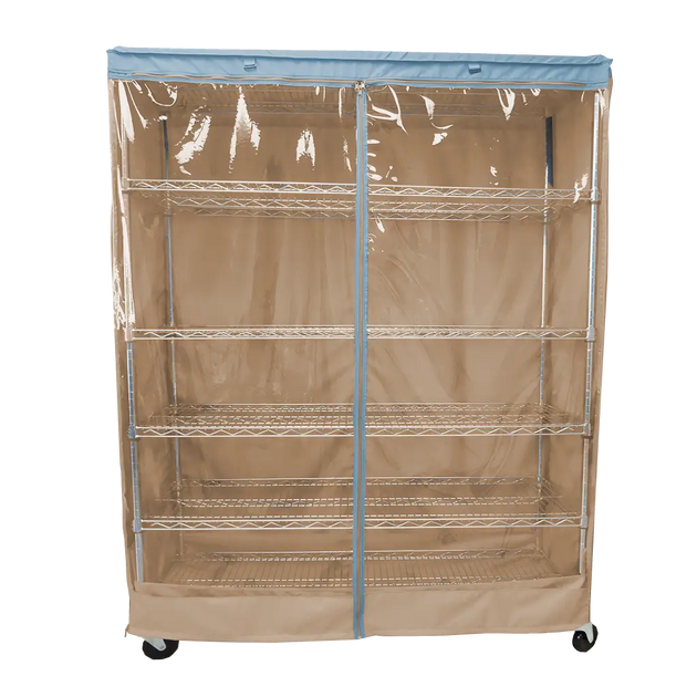 Khaki & Blue Trim 48x24x72 Shelving Cover SeeThrough Formosa Covers