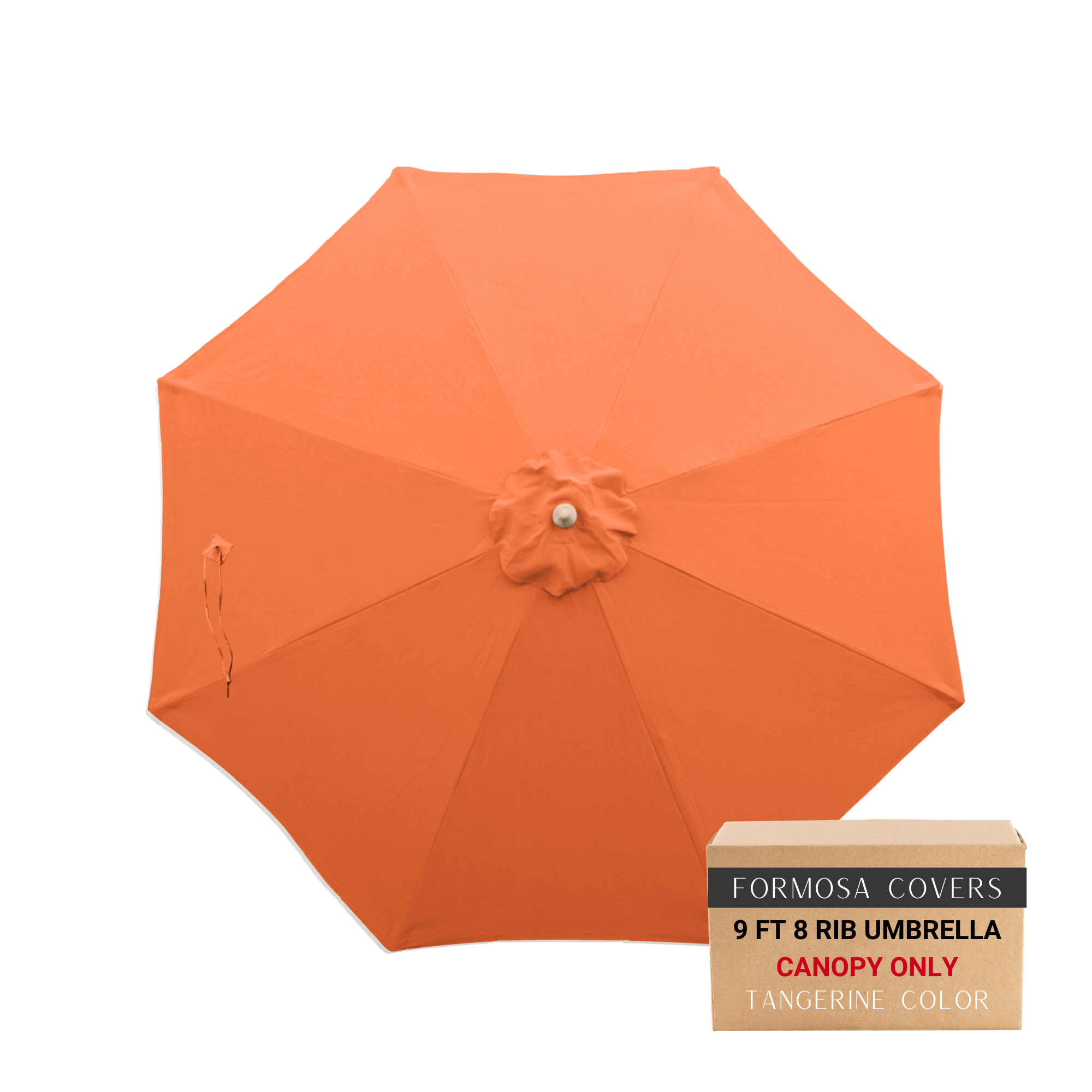 9ft market patio umbrella 8 rib replacement canopy in tangerine color.