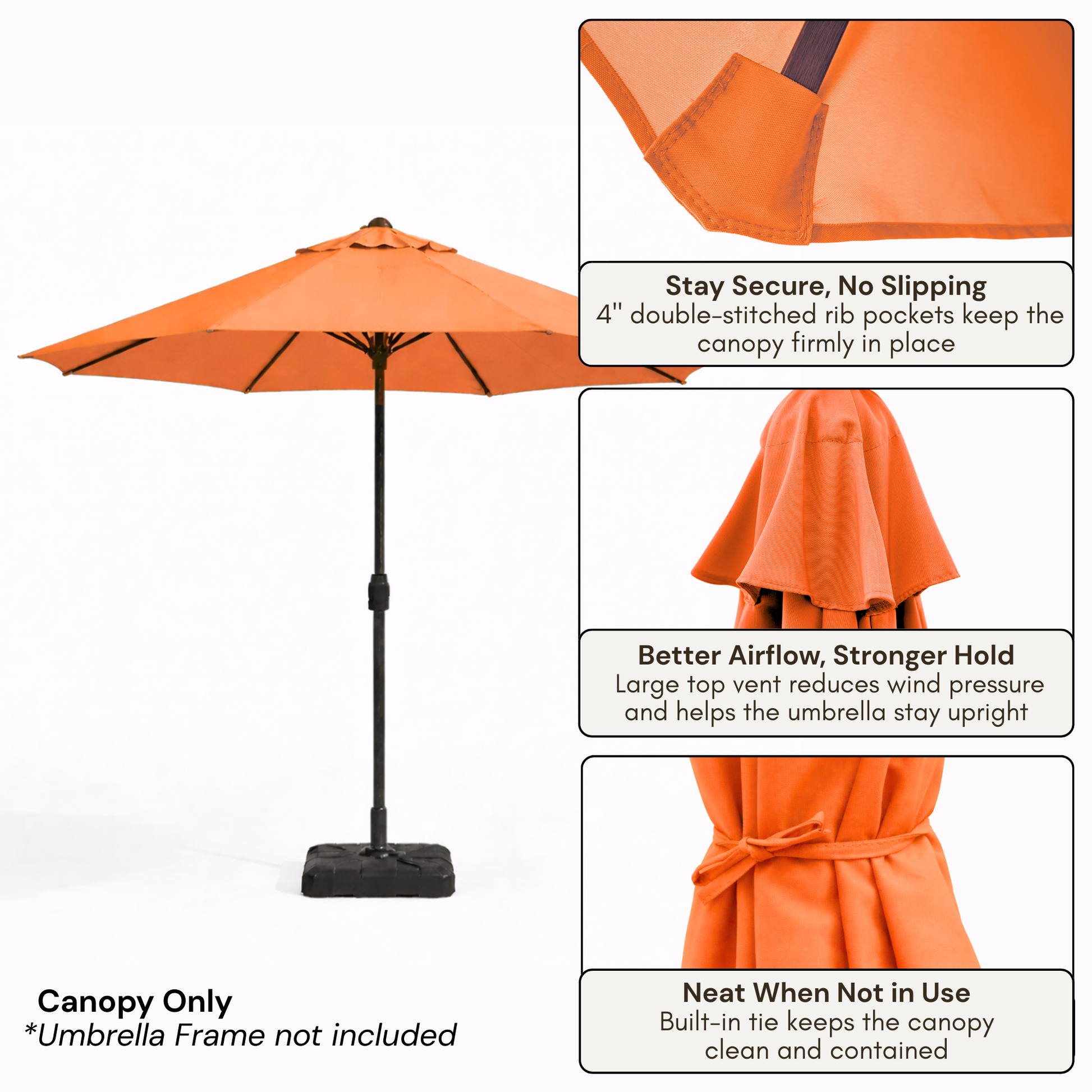 9ft Market Patio Umbrella 8 Rib Replacement Canopy Tangerine - Formosa Covers