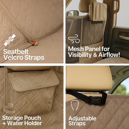 X-Large Car Seat Cover For Dogs and Pets 56"W Taupe - Formosa Covers