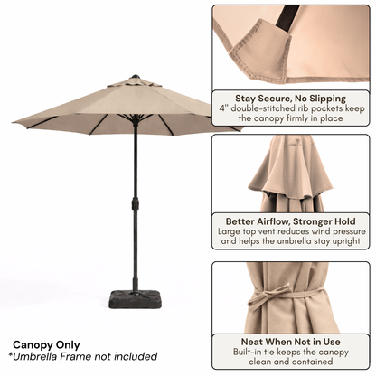 7.5 ft Market Patio Umbrella 6 Rib Replacement Canopy Taupe - Formosa Covers